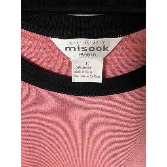 Exclusively Misook Petite Sleeveless Knit Shell Tank Top Pink Black Size L - Picture 4 of 8